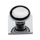 Heritage Brass Cabinet Knob Victorian Round Design with Square Backplate 32mm Polished Chrome finish - SQ113-PC - Choice Handles