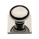 Heritage Brass Cabinet Knob Victorian Round Design with Square Backplate 32mm Polished Nickel - SQ113-PNF - Choice Handles