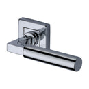 Heritage Brass Door Handle Lever on Rose Bauhaus Sq Design Polished Chrome Finish - SQ1926-PC - Choice Handles