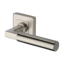 Heritage Brass Door Handle Lever on Rose Bauhaus Sq Design Satin Nickel Finish - SQ1926-SN - Choice Handles