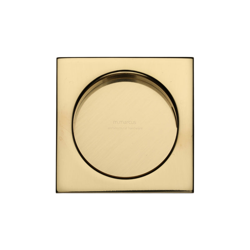 Sliding Square Flush Pull Pair Polished Brass - SQ2327-PB - Choice Handles