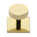 Heritage Brass Cabinet Knob Disc Design with Square Backplate 32mm Polished Brass finish - SQ3880-PB - Choice Handles