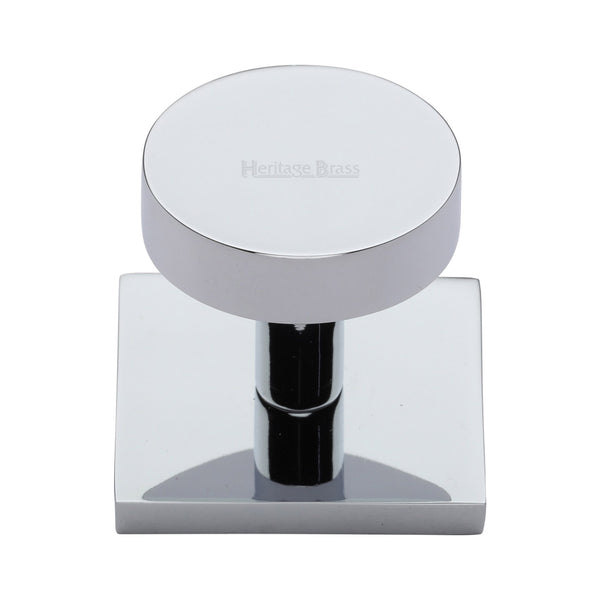 Heritage Brass Cabinet Knob Disc Design with Square Backplate 32mm Polished Chrome finish - SQ3880-PC - Choice Handles