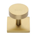 Heritage Brass Cabinet Knob Disc Design with Square Backplate 32mm Satin Brass finish - SQ3880-SB - Choice Handles