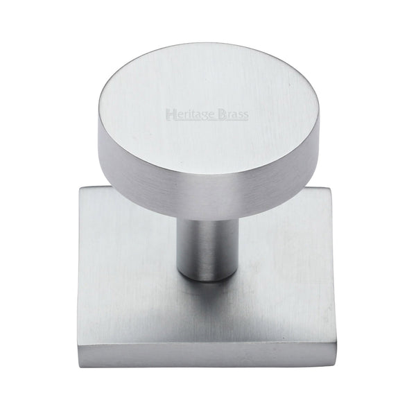 Heritage Brass Cabinet Knob Disc Design with Square Backplate 32mm Satin Chrome finish - SQ3880-SC - Choice Handles