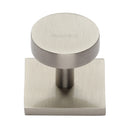 Heritage Brass Cabinet Knob Disc Design with Square Backplate 32mm Satin Nickel finish - SQ3880-SN - Choice Handles