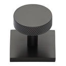 Heritage Brass Cabinet Knob Disc Knurled Design with Square Backplate 32mm Matt Bronze finish - SQ3884-MB - Choice Handles