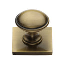 Heritage Brass Cabinet Knob Domed Design with Square Backplate 32mm Antique Brass finish - SQ3950-AT - Choice Handles