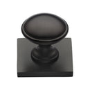 Heritage Brass Cabinet Knob Domed Design with Square Backplate 32mm Matt Bronze finish - SQ3950-MB - Choice Handles