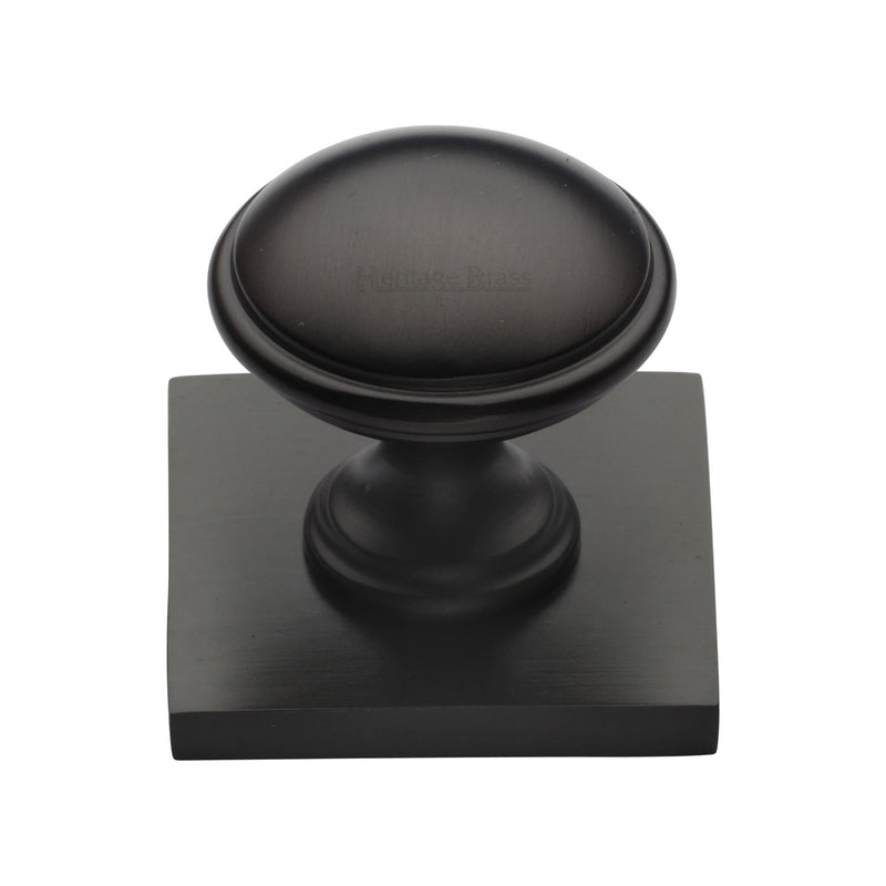 Heritage Brass Cabinet Knob Domed Design with Square Backplate 32mm Matt Bronze finish - SQ3950-MB - Choice Handles