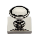 Heritage Brass Cabinet Knob Domed Design with Square Backplate 32mm Polished Nickel - SQ3950-PNF - Choice Handles