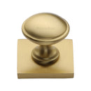 Heritage Brass Cabinet Knob Domed Design with Square Backplate 32mm Satin Brass finish - SQ3950-SB - Choice Handles