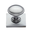 Heritage Brass Cabinet Knob Domed Design with Square Backplate 32mm Satin Chrome finish - SQ3950-SC - Choice Handles