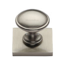Heritage Brass Cabinet Knob Domed Design with Square Backplate 32mm Satin Nickel finish - SQ3950-SN - Choice Handles