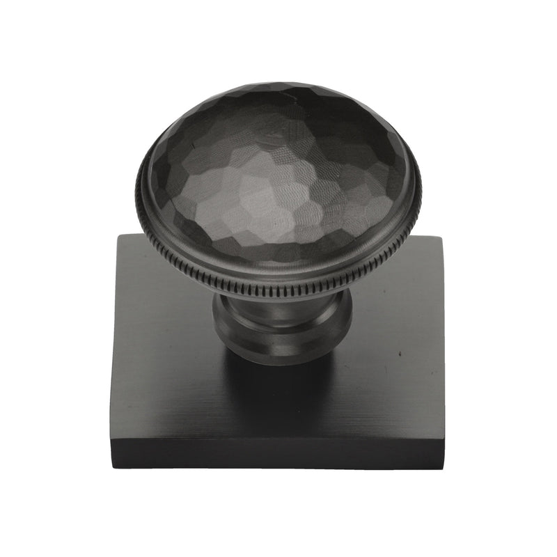 Heritage Brass Cabinet Knob Diamond Cut Design with Square Backplate 32mm Matt Bronze finish - SQ4545-MB - Choice Handles