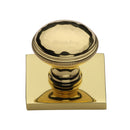 Heritage Brass Cabinet Knob Diamond Cut Design with Square Backplate 32mm Polished Brass finish - SQ4545-PB - Choice Handles