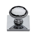 Heritage Brass Cabinet Knob Diamond Cut Design with Square Backplate 32mm Polished Chrome finish - SQ4545-PC - Choice Handles