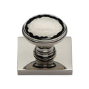 Heritage Brass Cabinet Knob Diamond Cut Design with Square Backplate 32mm Polished Nickel - SQ4545-PNF - Choice Handles