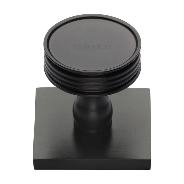 Heritage Brass Cabinet Knob Venetian Design with Square Backplate 32mm Matt Bronze finish - SQ4547-MB - Choice Handles