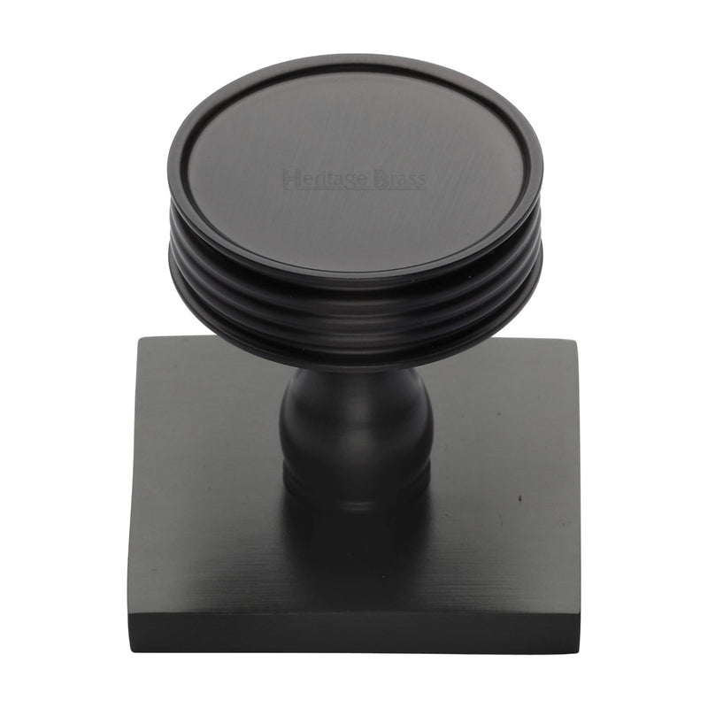 Heritage Brass Cabinet Knob Venetian Design with Square Backplate 32mm Matt Bronze finish - SQ4547-MB - Choice Handles