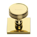 Heritage Brass Cabinet Knob Venetian Design with Square Backplate 32mm Polished Brass finish - SQ4547-PB - Choice Handles
