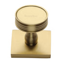 Heritage Brass Cabinet Knob Venetian Design with Square Backplate 32mm Satin Brass finish - SQ4547-SB - Choice Handles