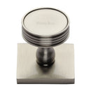 Heritage Brass Cabinet Knob Venetian Design with Square Backplate 32mm Satin Nickel finish - SQ4547-SN - Choice Handles
