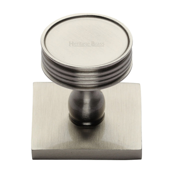 Heritage Brass Cabinet Knob Venetian Design with Square Backplate 32mm Satin Nickel finish - SQ4547-SN - Choice Handles