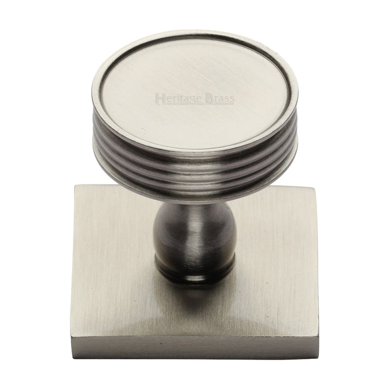 Heritage Brass Cabinet Knob Venetian Design with Square Backplate 32mm Satin Nickel finish - SQ4547-SN - Choice Handles