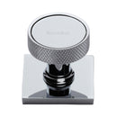 Heritage Brass Cabinet Knob Florence Knurled Design with Square Backplate 32mm Polished Chrome finish - SQ4648-PC - Choice Handles