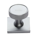 Heritage Brass Cabinet Knob Florence Knurled Design with Square Backplate 32mm Satin Chrome finish - SQ4648-SC - Choice Handles