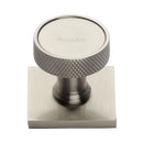 Heritage Brass Cabinet Knob Florence Knurled Design with Square Backplate 32mm Satin Nickel finish - SQ4648-SN - Choice Handles