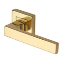 Heritage Brass Door Handle Lever Latch on Square Rose Delta Sq Design Polished Brass finish - SQ5420-PB - Choice Handles