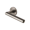 Steel Line Door Handle Lever Latch on Round Rose Tubular Design Satin Stainless Steel finish - SS-401-S - Choice Handles