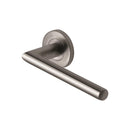 Steel Line Door Handle Lever Latch on Round Rose Tubular Design Satin Stainless Steel finish - SS-651-S - Choice Handles