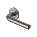 Steel Line Door Handle Lever Latch on Round Rose Tubular Design Satin Stainless Steel finish - SS-701-S - Choice Handles