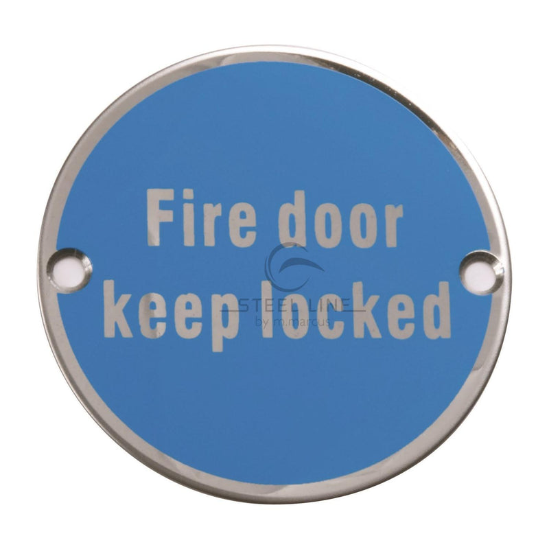 Fire Door Keep Locked Engraving - Polished Stainless Steel - SS-SIGN010-P - Choice Handles