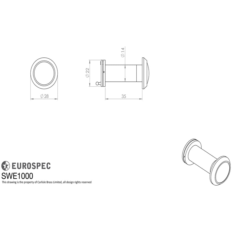 Eurospec - Door Viewer 180 degree with crystal lens - Matt Black - SWE1000MB - Choice Handles