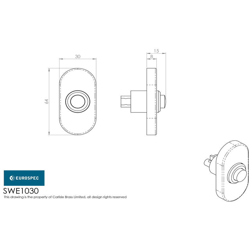 Eurospec - Oval Bell Push - Satin Stainless Steel - SWE1030SSS - Choice Handles