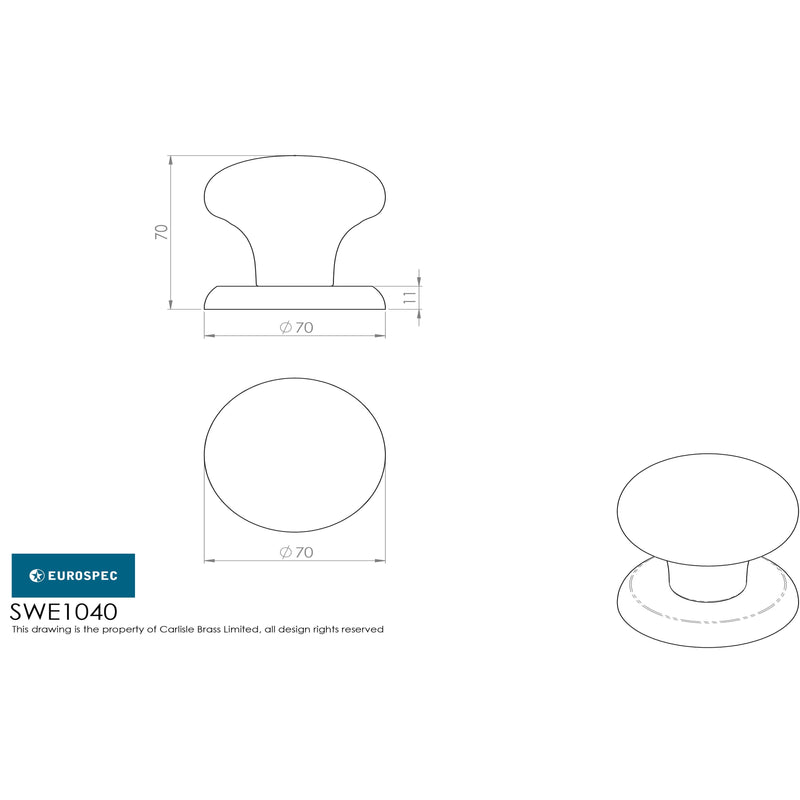 Eurospec - Centre Door Knob - Satin Stainless Steel - SWE1040SSS - Choice Handles