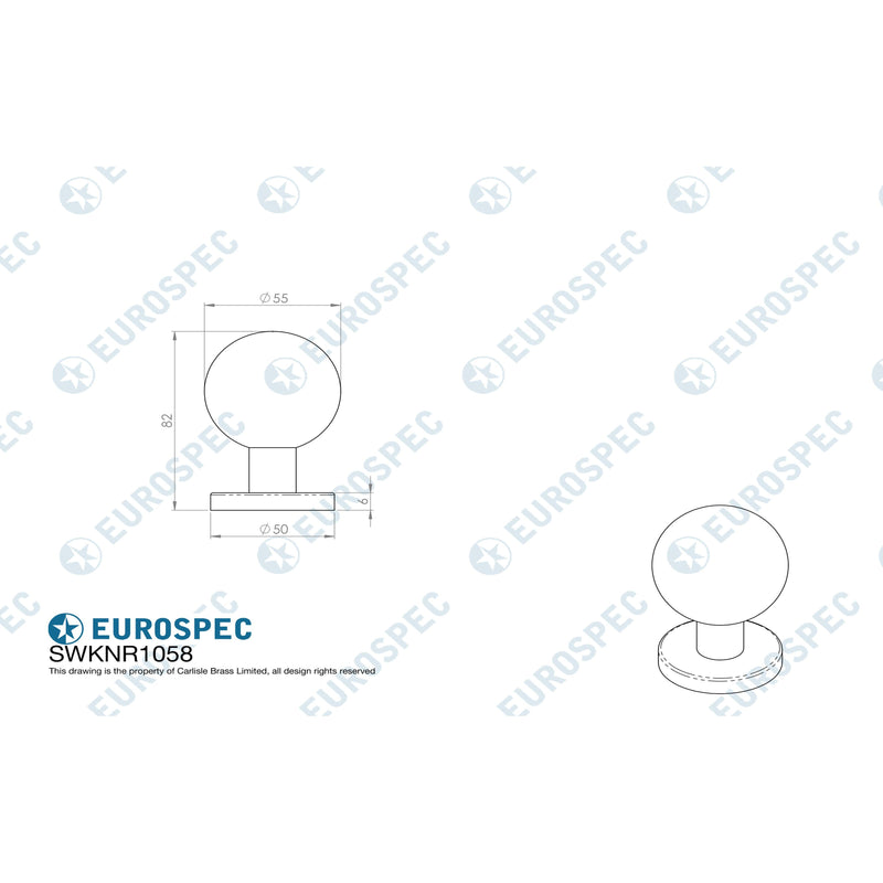 Eurospec - Mortice Knob - Satin Stainless Steel - SWKNR1058SSS - Choice Handles