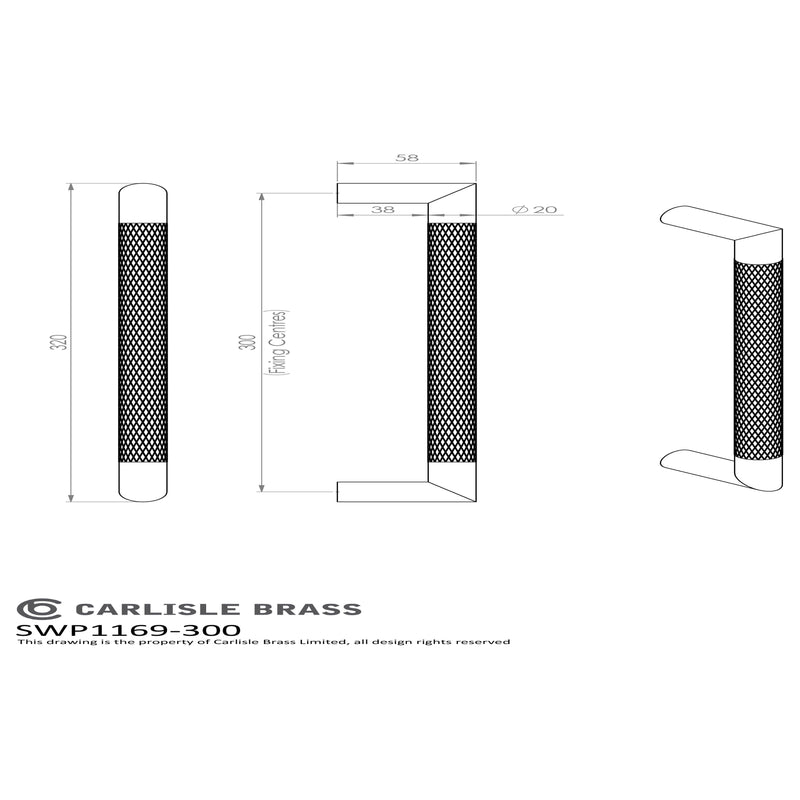 Eurospec - Mitred Knurled Pull Handle 300mm - Satin PVD - SWP1169/300SPVD