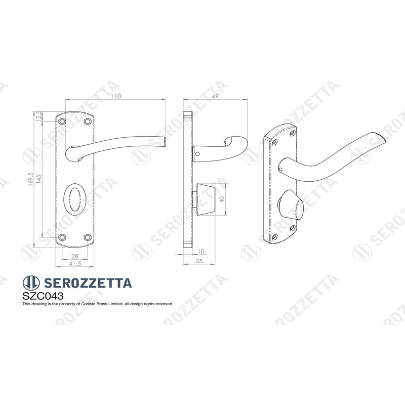 Serozzetta - Serozzetta Cuatro Lever on WC Backplate - Polished Chrome - SZC043CP