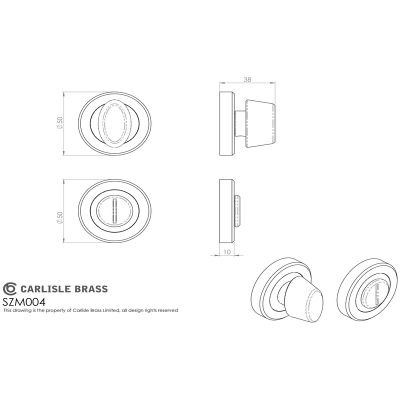 Serozzetta Thumbturn and Release on Rose -50mm Dia. Rose-Boxed - Satin Brass - SZM004SB