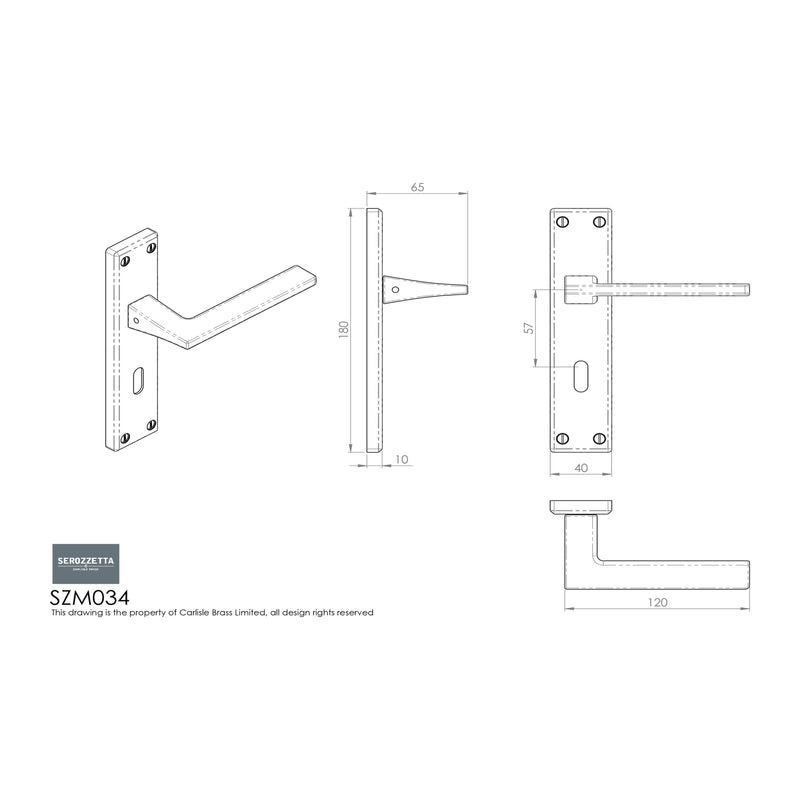 Serozzetta - Serozzetta Zone Lever on Lock Backplate - Satin Chrome - SZM034SC