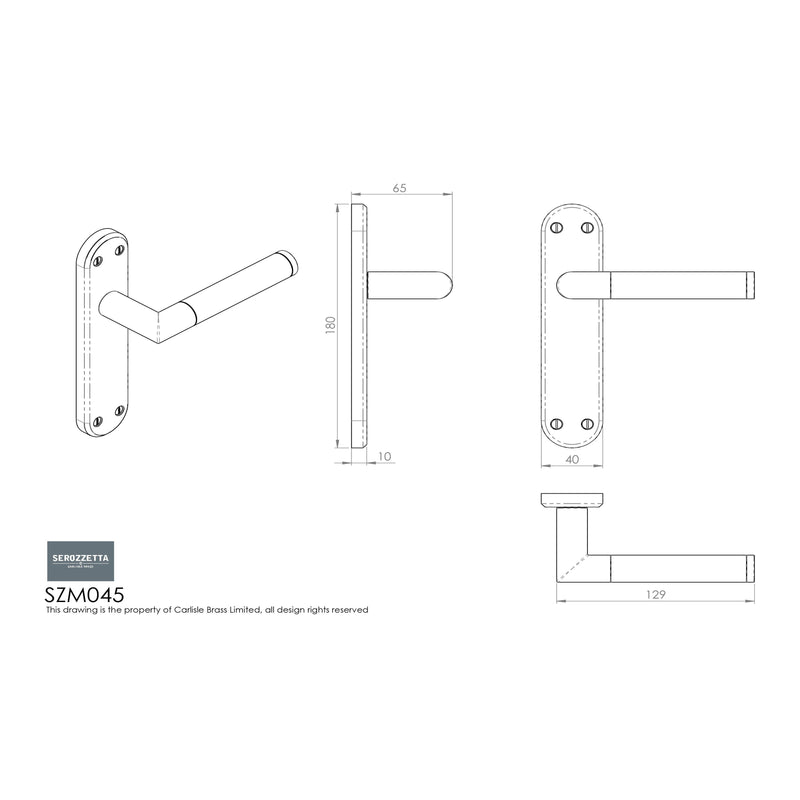 Serozzetta - Serozzetta Scope Lever on Latch Backplate - Polished Chrome / Satin Nickel - SZM045CPSN - Choice Handles