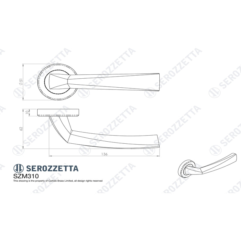 Serozzetta Scopo Lever On Round Rose - Antique Brass - SZM310AB