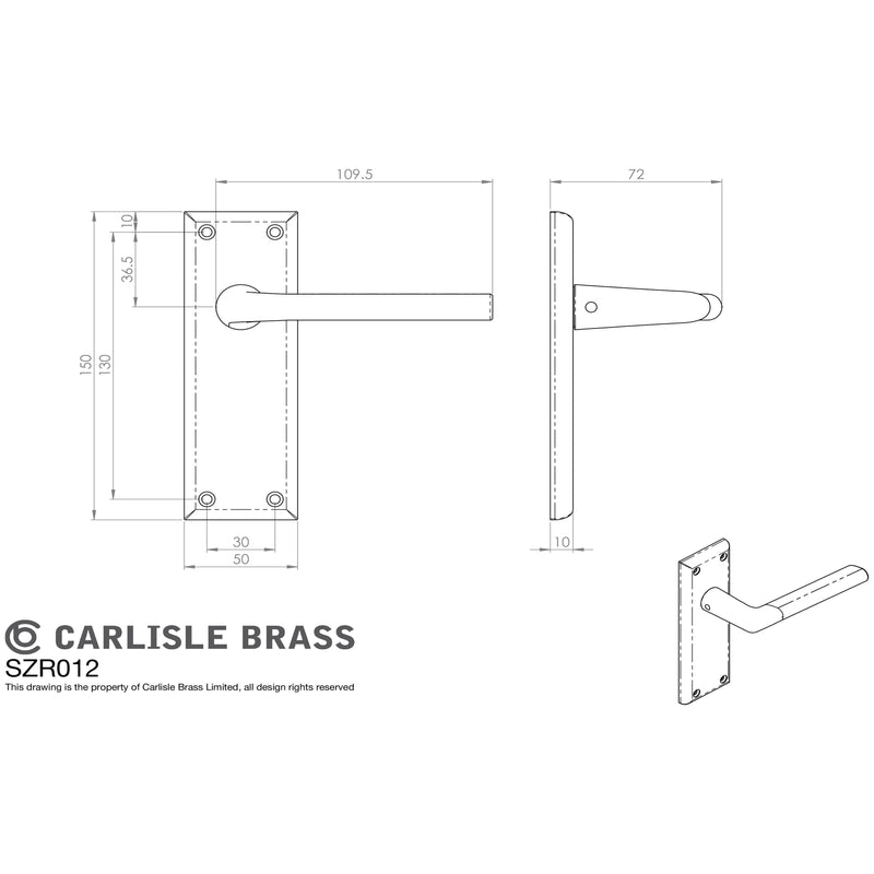 Serozzetta - SEROZZETTA dieci lever on face-fix backplate - latch - Polished Nickel - SZR012PN