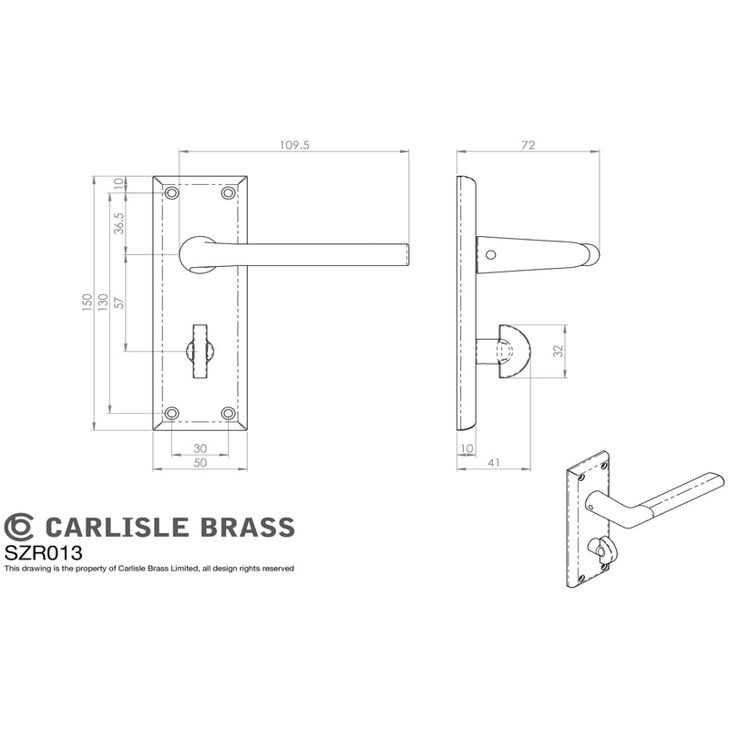 Serozzetta - SEROZZETTA dieci lever on face-fix backplate - bathroom 57mm - Polished Nickel - SZR013PN