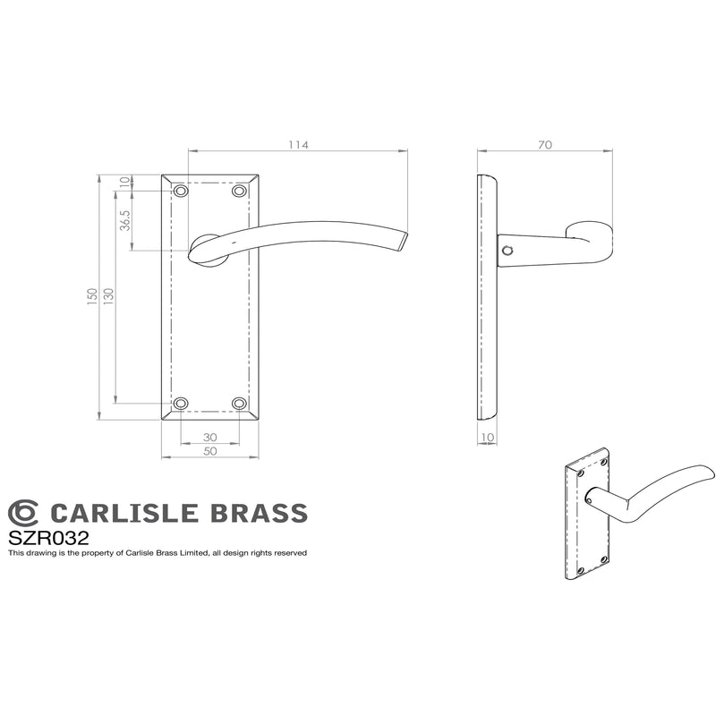 Serozzetta - Serozzetta Trenta Lever on Latch Backplate - Polished Nickel - SZR032PN - Choice Handles